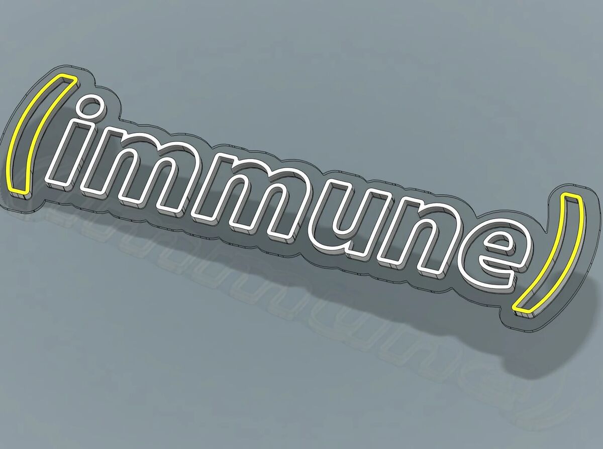 3D model of an LED neon sign reading (immune)